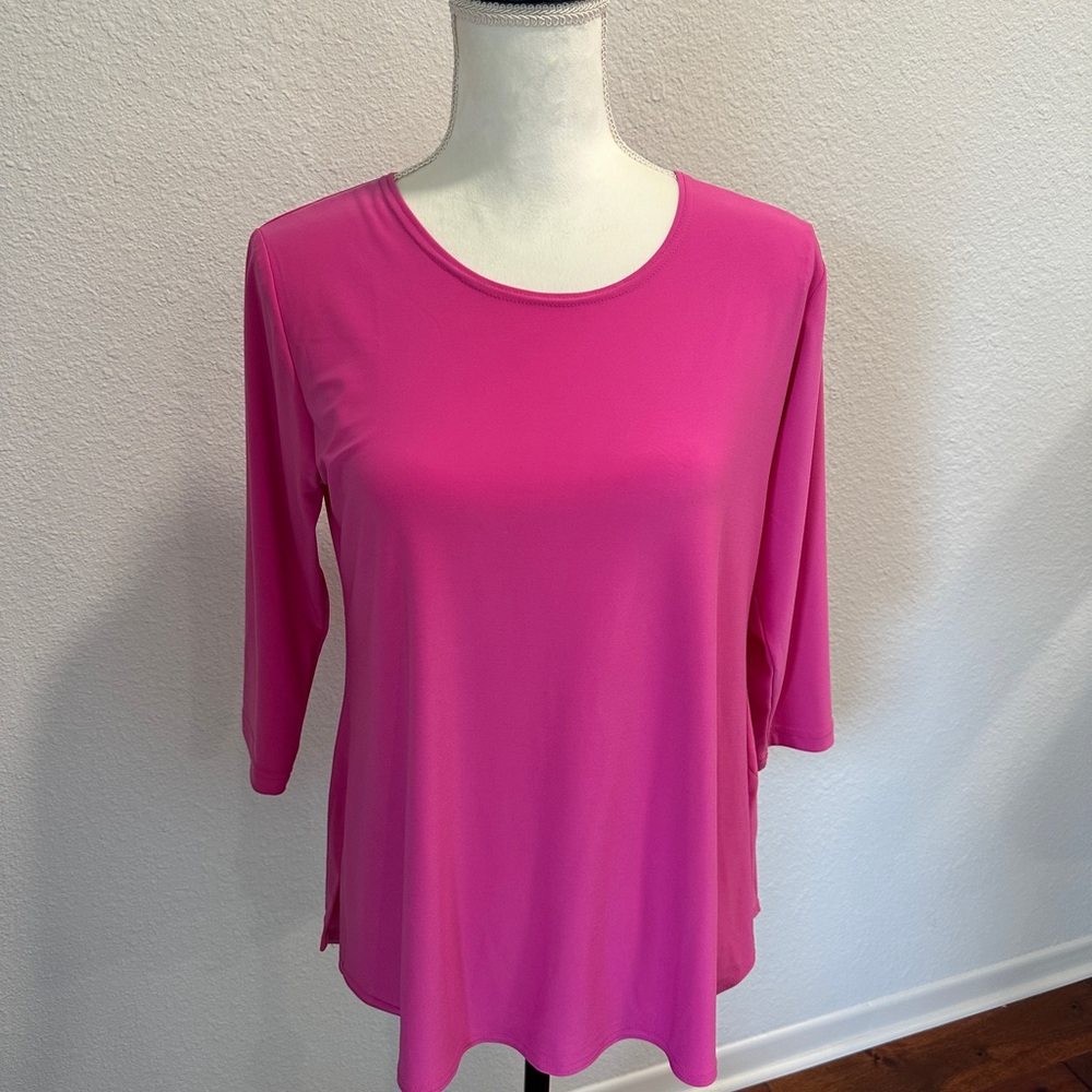 Sympli Women's Hot Pink Scoop Neck Long Sleeve Top & Pants Set
